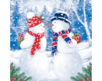 Салфетка бумажная 20л 33*33 3сл Снеговики с подарками