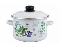 Кастрюля эмалированная сталь 4,0л цилиндрТравы Appetite