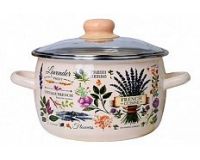 Кастрюля эмалированная сталь 2,0л сфера Эдем, стеклянная крышка Appetite