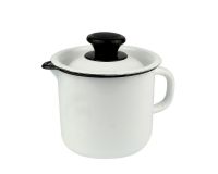 Кружка эмалированная сталь 1л с носиком с крышкой без рисунка