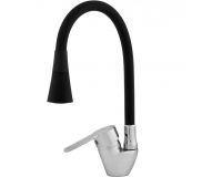 Смеситель для кухни рычажный высокий гибкий 40мм латунь чёрный Rusant