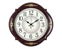 Часы настенные круглые 40см коричневый с золотым узором Кружево Рубин