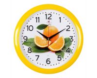 Часы настенные круглые 29см корпус желтый Апельсин Рубин