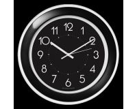 Часы настенные 30*30см круглые черный фон черный прозрачный корпус