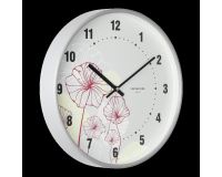 Часы настенные 30*30*0,5см круглые Вечерний цветок серый глянцевый корпус
