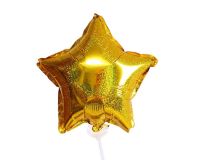 Шар фольгированный 10'' <Звезда>, голография, золото набор 5 шт