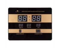 Часы Электронные настенные 30*39,5*2,5 см в коричневом корпусе (дата, время, температура) 