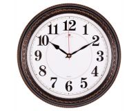 Часы настенные круглые 28,5 см корпус черный с бронзой Классика