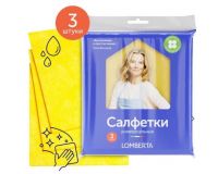 Салфетка для уборки 3 шт вискоза 34*38см Lomberta