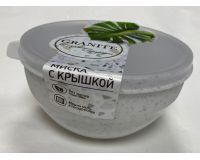 Миска пл. 1,0л с крышкой Granite белая Полимербыт