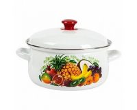 Кастрюля эмалированная сталь 3л сфера нержавеющий обод Эквадор белая