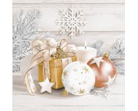 Салфетка бумажная 20л 33*33 3сл Праздничный натюрморт Серебро