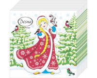 Салфетка бумажная 40л 24*24см 1сл Снегурочка